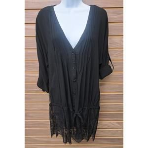 NEW UNIQ women's button down blouse/cover up in black